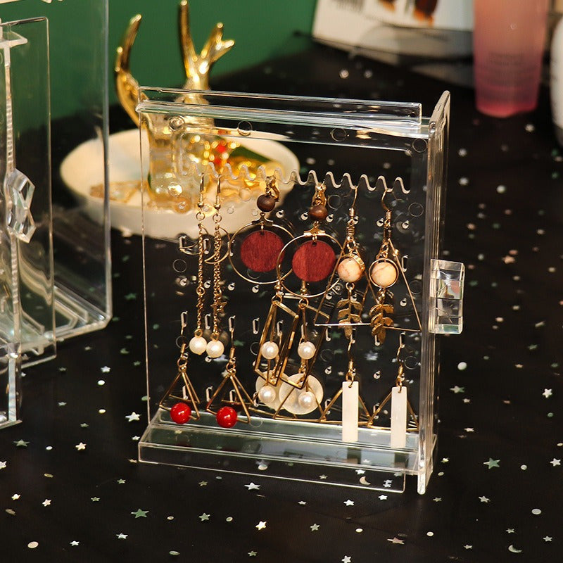 Sleek Transparent Jewelry & Cosmetic Organizer - Dustproof Desktop Storage for Earrings, Necklaces, and Accessories