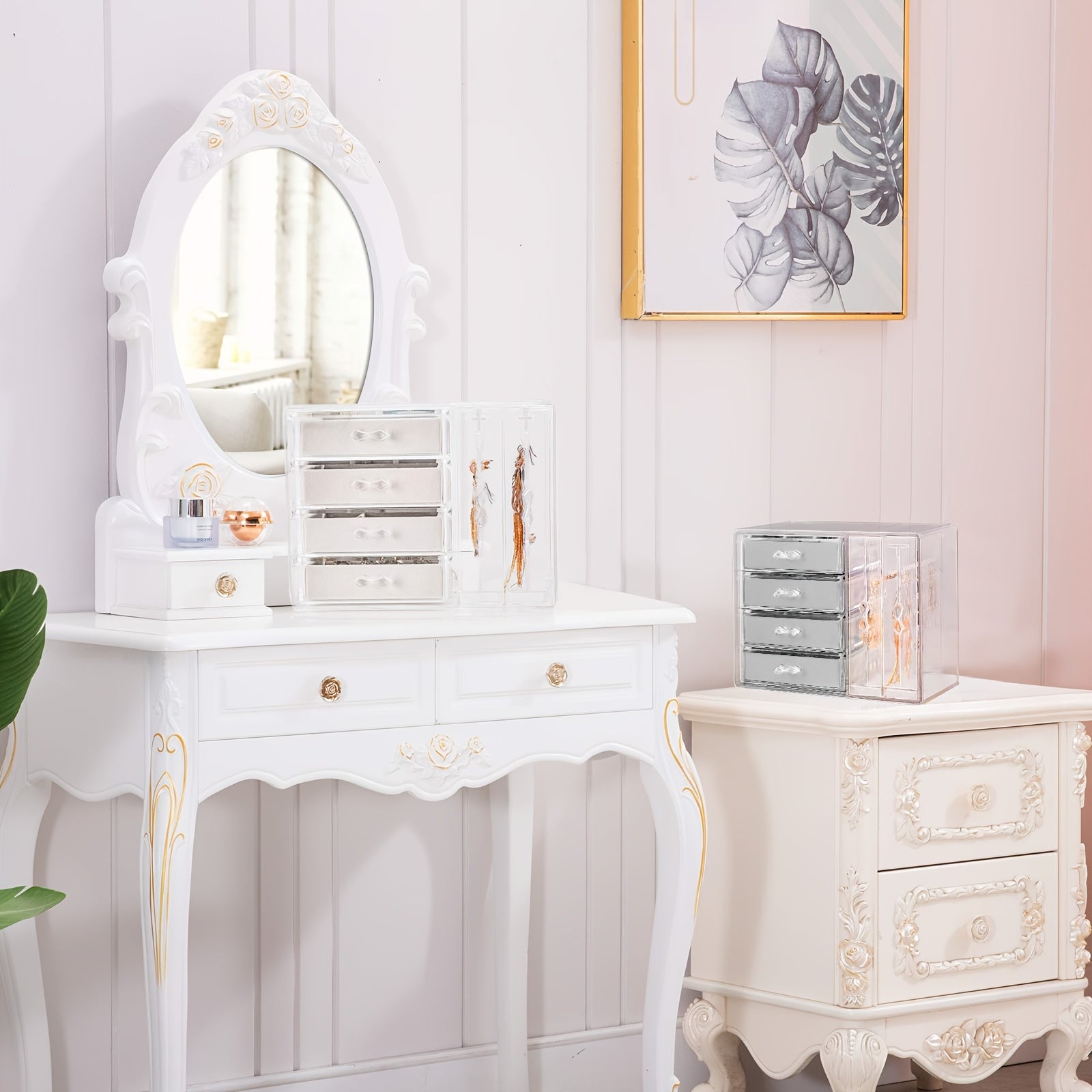 DIY Home and Kitchen Supplies Storage, Jewelry Box Storage, Acrylic Jewelry Storage Cabinet, Transparent Earring Holder, Jewelry Hanging Box with 4 Velvet Drawers, Earring, Ring, Necklace, Bracelet Display Box, Women'S Gift, Transparent Jewelry Storage