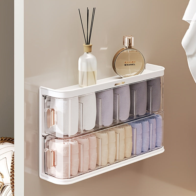 1 set/Wall-Mounted Hair Accessory Organizer with 12 Compartments - Large Capacity Plastic Storage Box for Clips, Ties, and Jewelry - Transparent Design for Easy Visibility, Space-Saving Bathroom or Bedroom Organizer, Underwear and Sock Storage,, Hanging