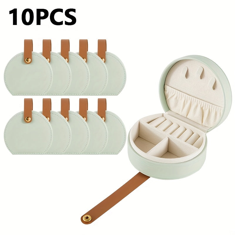 10pcs, Simple portable jewelry box, 10cm/3.94inch, mini travel jewelry storage box, store ladies' necklaces, rings, earrings, bracelets, cosmetic case, Faux Leather display box, gift for her, Valentine's Day, Mother's Day, birthday gift, Christmas gift,