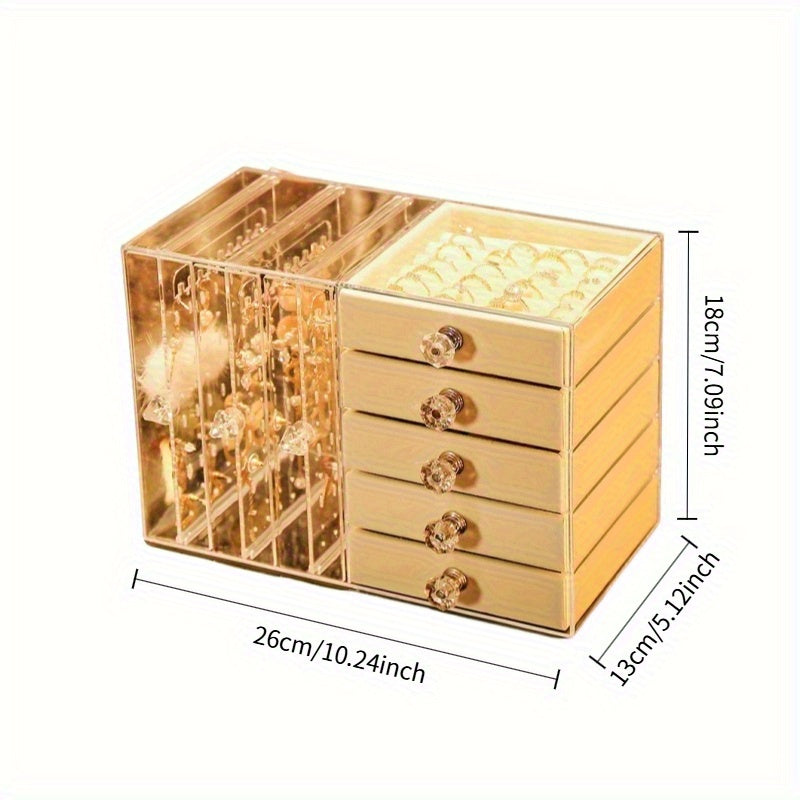 [Elegant Jewelry Organizer] Elegant Premium Clear Multi-Function Jewelry Organizer | Designed for Earrings, Studs & Necklaces with Customizable Dividers - Must-Have Stylish Home Decor to Showcase Your Treasures, Jewelry Towers