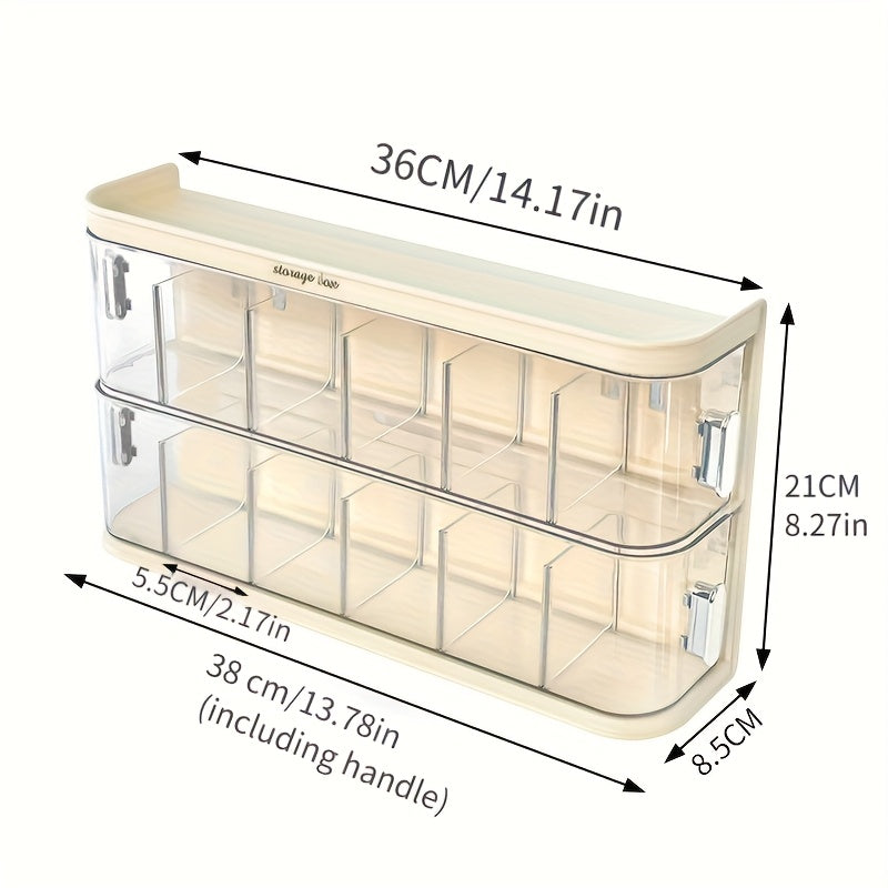 1 set/Wall-Mounted Hair Accessory Organizer with 12 Compartments - Large Capacity Plastic Storage Box for Clips, Ties, and Jewelry - Transparent Design for Easy Visibility, Space-Saving Bathroom or Bedroom Organizer, Underwear and Sock Storage,, Hanging