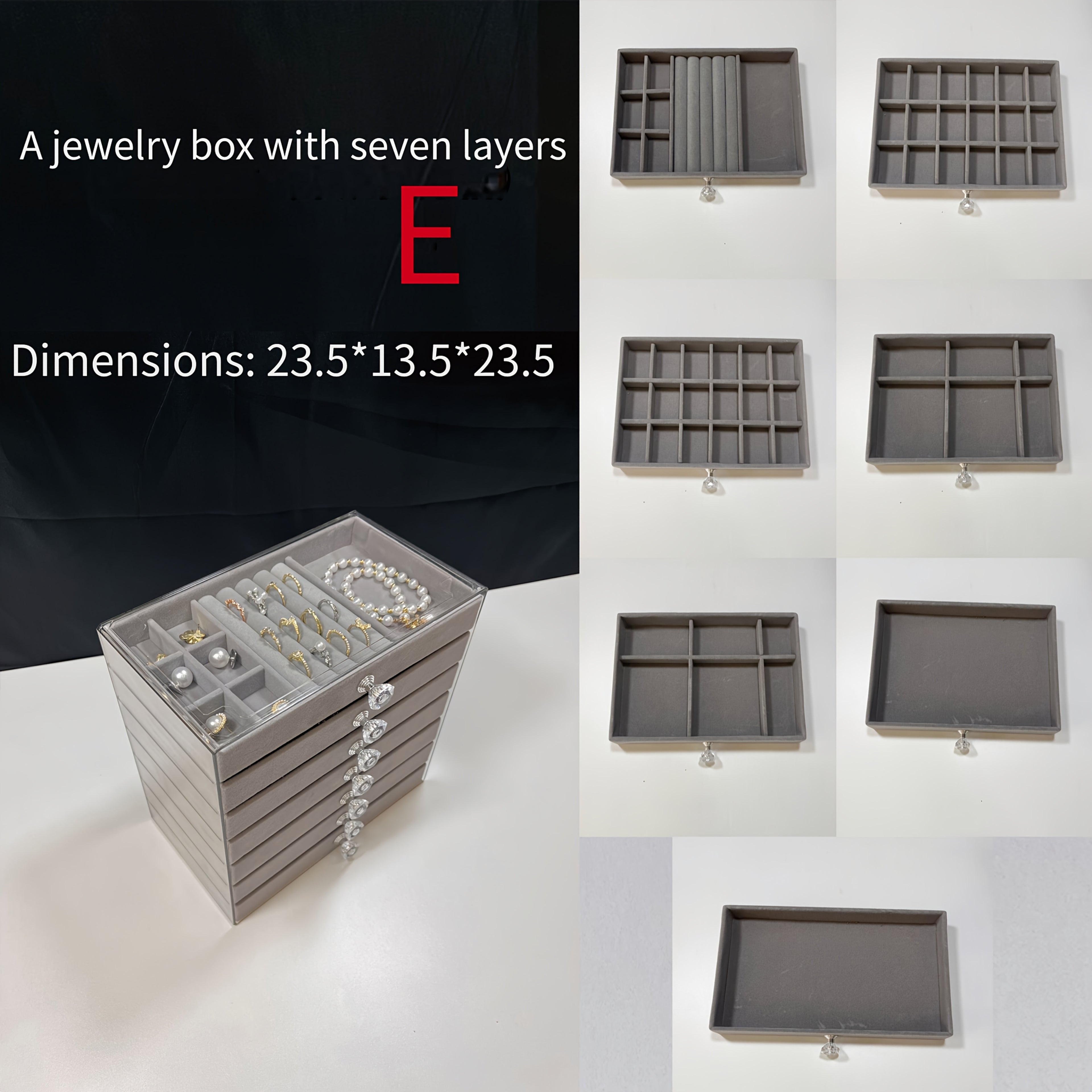 7-Tier Upgraded Large Capacity Velvet Jewelry Box - Luxurious Stackable Organizer with Drawers for Earrings, Rings, Necklaces, Bracelets, and Pendants - Perfect for Desktop Display, Multi-Purpose Use, Ideal for Christmas, Halloween, Easter, Hanukkah, and