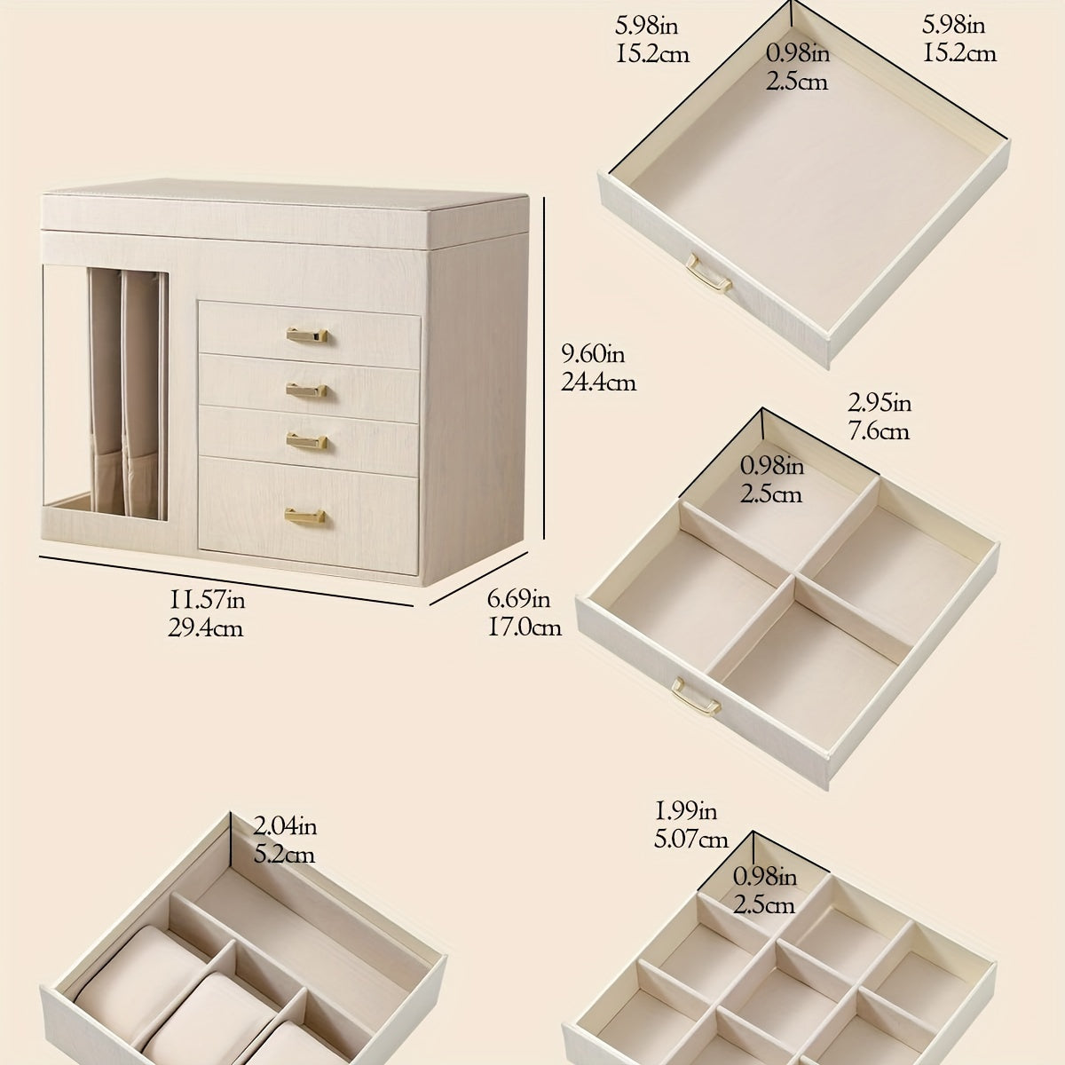 A Large 5-Layer Jewelry Organizer for Women with a Transparent Window - a Storage Box for Necklaces And Jewelry, Featuring 4 Drawers | The Perfect Gift for Thanksgiving, Halloween, Valentine'S Day, Or Christmas for Your Wife Or Girlfriend, Jewelry Boxes
