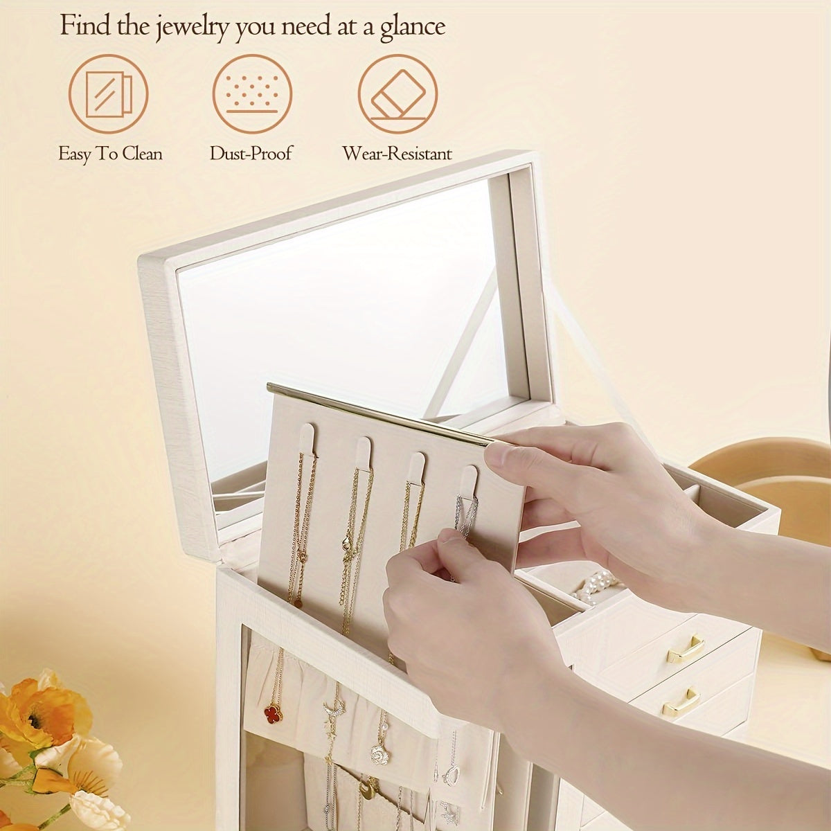 A Large 5-Layer Jewelry Organizer for Women with a Transparent Window - a Storage Box for Necklaces And Jewelry, Featuring 4 Drawers | The Perfect Gift for Thanksgiving, Halloween, Valentine'S Day, Or Christmas for Your Wife Or Girlfriend, Jewelry Boxes