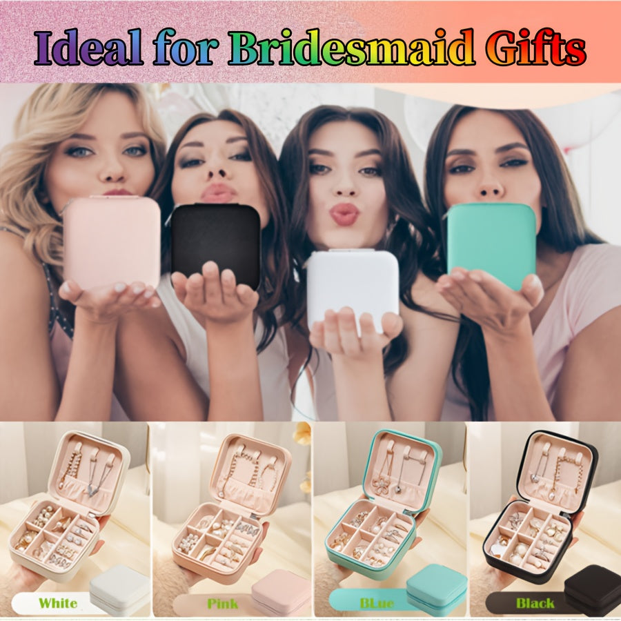 20pcs Travel Jewelry Case Bridesmaid Gifts Box, PU Leather Portable Earring Storage for Women – Perfect Gift for Valentine's Day, Mother’s Day, Christmas & Graduation Season