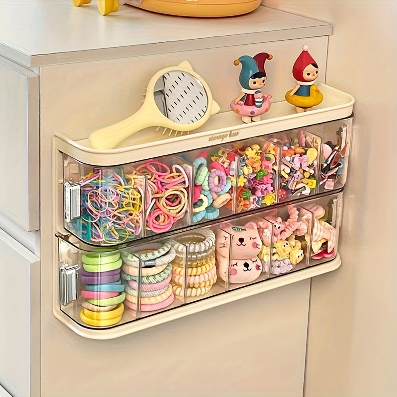 1 set/Wall-Mounted Hair Accessory Organizer with 12 Compartments - Large Capacity Plastic Storage Box for Clips, Ties, and Jewelry - Transparent Design for Easy Visibility, Space-Saving Bathroom or Bedroom Organizer, Underwear and Sock Storage,, Hanging