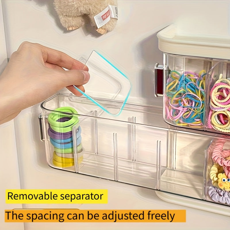 1 set/Wall-Mounted Hair Accessory Organizer with 12 Compartments - Large Capacity Plastic Storage Box for Clips, Ties, and Jewelry - Transparent Design for Easy Visibility, Space-Saving Bathroom or Bedroom Organizer, Underwear and Sock Storage,, Hanging