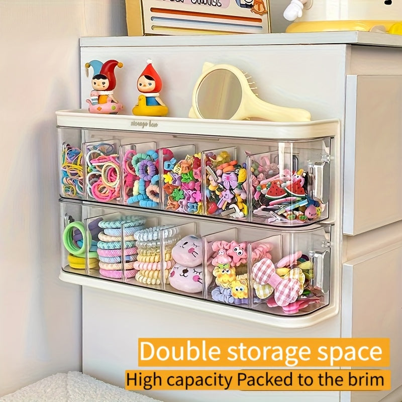 1 set/Wall-Mounted Hair Accessory Organizer with 12 Compartments - Large Capacity Plastic Storage Box for Clips, Ties, and Jewelry - Transparent Design for Easy Visibility, Space-Saving Bathroom or Bedroom Organizer, Underwear and Sock Storage,, Hanging