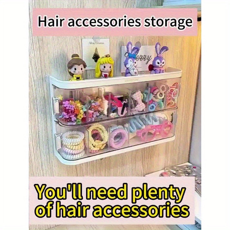 1 set/Wall-Mounted Hair Accessory Organizer with 12 Compartments - Large Capacity Plastic Storage Box for Clips, Ties, and Jewelry - Transparent Design for Easy Visibility, Space-Saving Bathroom or Bedroom Organizer, Underwear and Sock Storage,, Hanging
