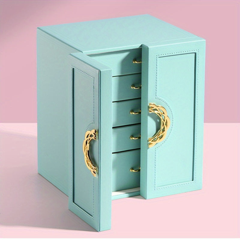 Suitable for Spring, Summer, Autumn and Winter Four Seasons 2025 Upgraded New Five-Layer Double-Opening Large Jewelry Box, Desktop Jewelry Classification Organizer Storage Box with Large Capacity Necklace Storage Box