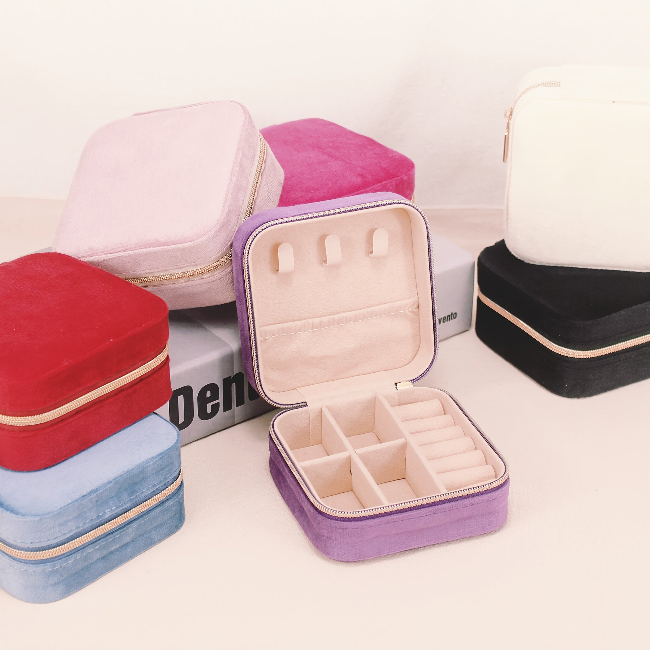 Jewelry Boxes Watch Tabletop Suede Classic Faux Polished Zipper, Best for Christmas, Perfect for Thanksgiving