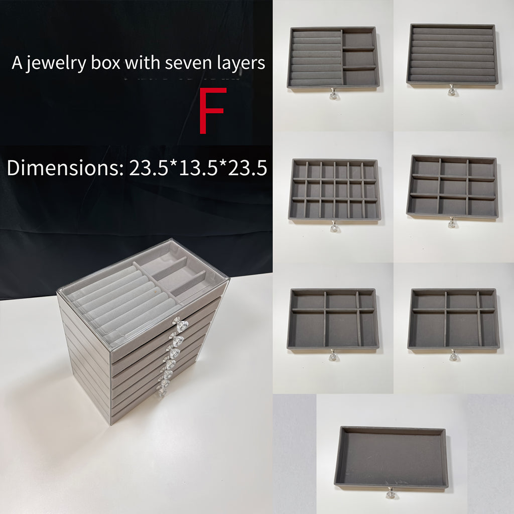 7-Tier Upgraded Large Capacity Velvet Jewelry Box - Luxurious Stackable Organizer with Drawers for Earrings, Rings, Necklaces, Bracelets, and Pendants - Perfect for Desktop Display, Multi-Purpose Use, Ideal for Christmas, Halloween, Easter, Hanukkah, and