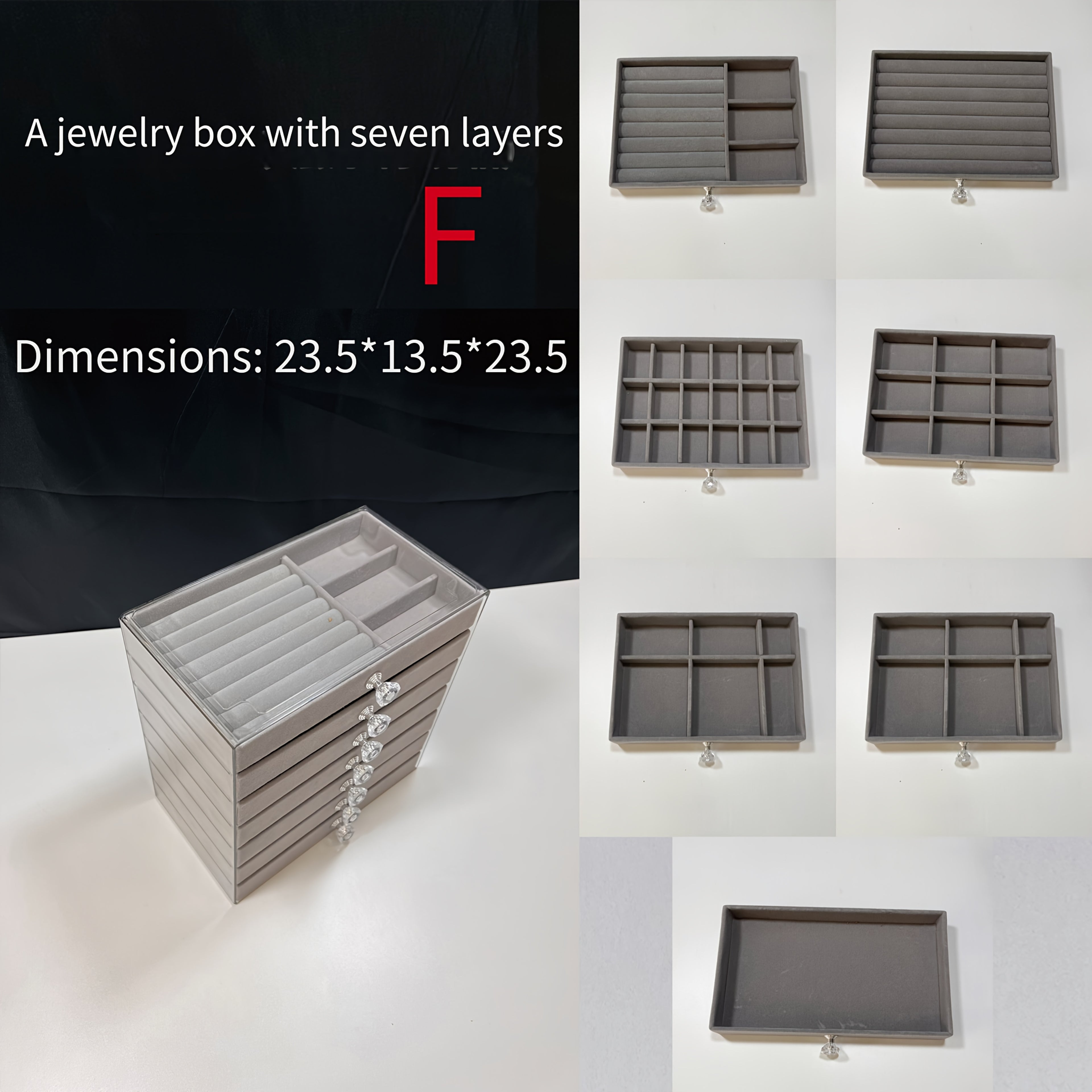 7-Tier Upgraded Large Capacity Velvet Jewelry Box - Luxurious Stackable Organizer with Drawers for Earrings, Rings, Necklaces, Bracelets, and Pendants - Perfect for Desktop Display, Multi-Purpose Use, Ideal for Christmas, Halloween, Easter, Hanukkah, and