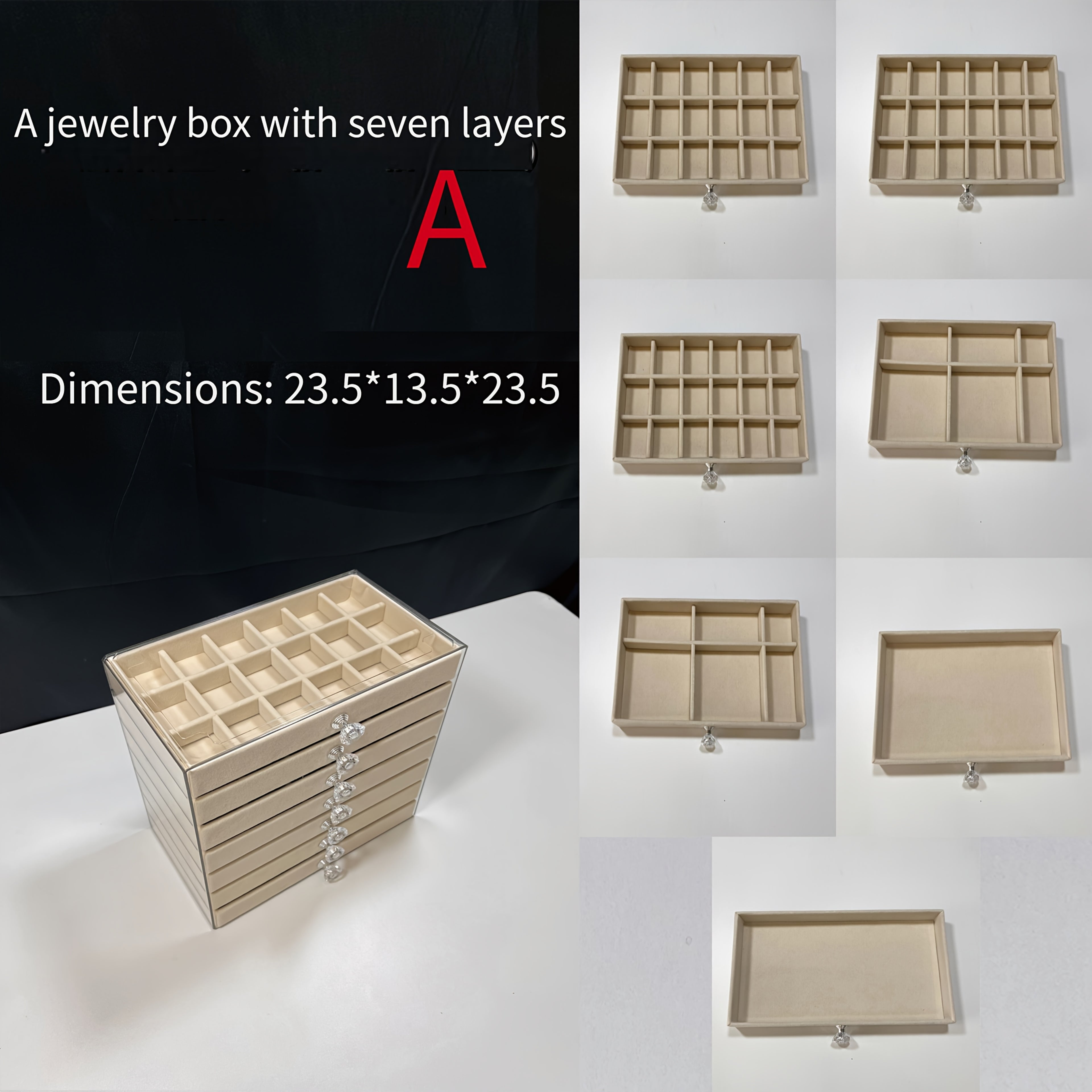 7-Tier Upgraded Large Capacity Velvet Jewelry Box - Luxurious Stackable Organizer with Drawers for Earrings, Rings, Necklaces, Bracelets, and Pendants - Perfect for Desktop Display, Multi-Purpose Use, Ideal for Christmas, Halloween, Easter, Hanukkah, and
