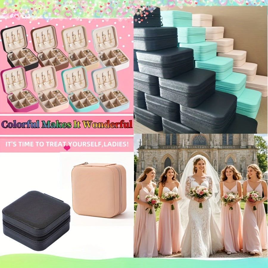 20pcs Travel Jewelry Case Bridesmaid Gifts Box, PU Leather Portable Earring Storage for Women – Perfect Gift for Valentine's Day, Mother’s Day, Christmas & Graduation Season
