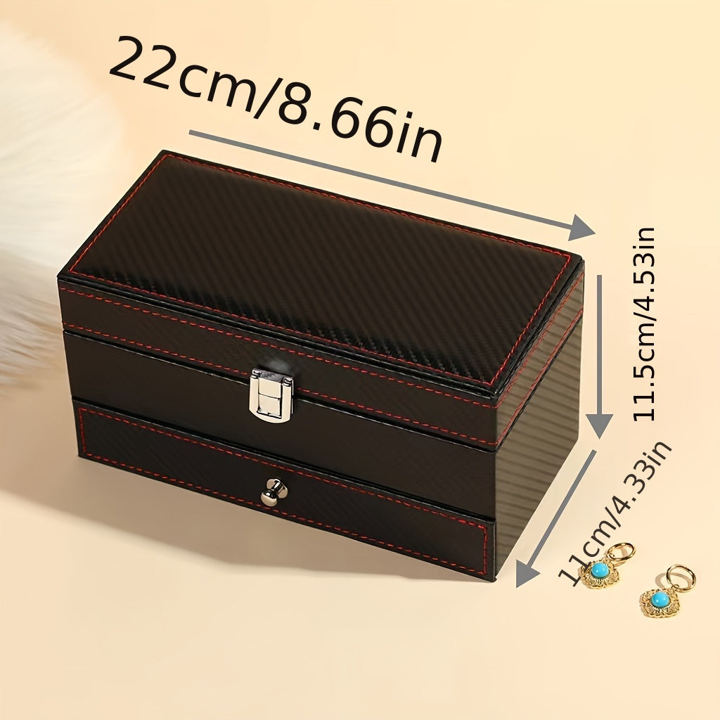 [Double-layer Jewelry Storage] 1pc Large Capacity Double-layer Watch & Jewelry Storage Box - For Rings, Earrings, Bracelets, Necklaces