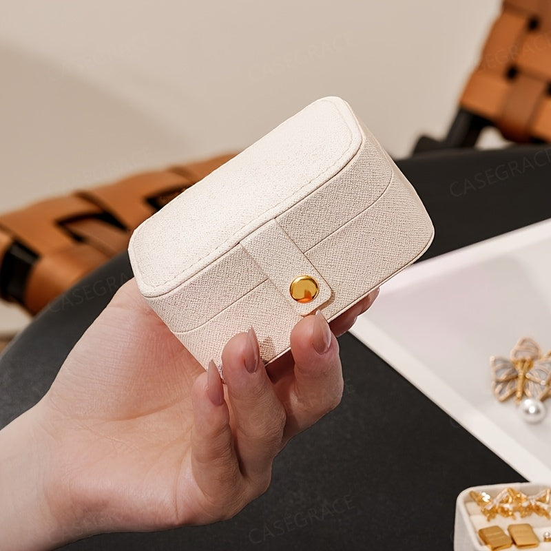 15pcs, 2-in-1 Mini Portable Jewelry Box with Detachable Ring Tray, Pearlescent Faux Leather Jewelry Organizer for Earrings, Necklaces, Rings, Hair Clips, Travel Jewelry Case, Decorative Jewelry Box, Gift for Her, Valentine's Day Gift, Mother's Day Gift,