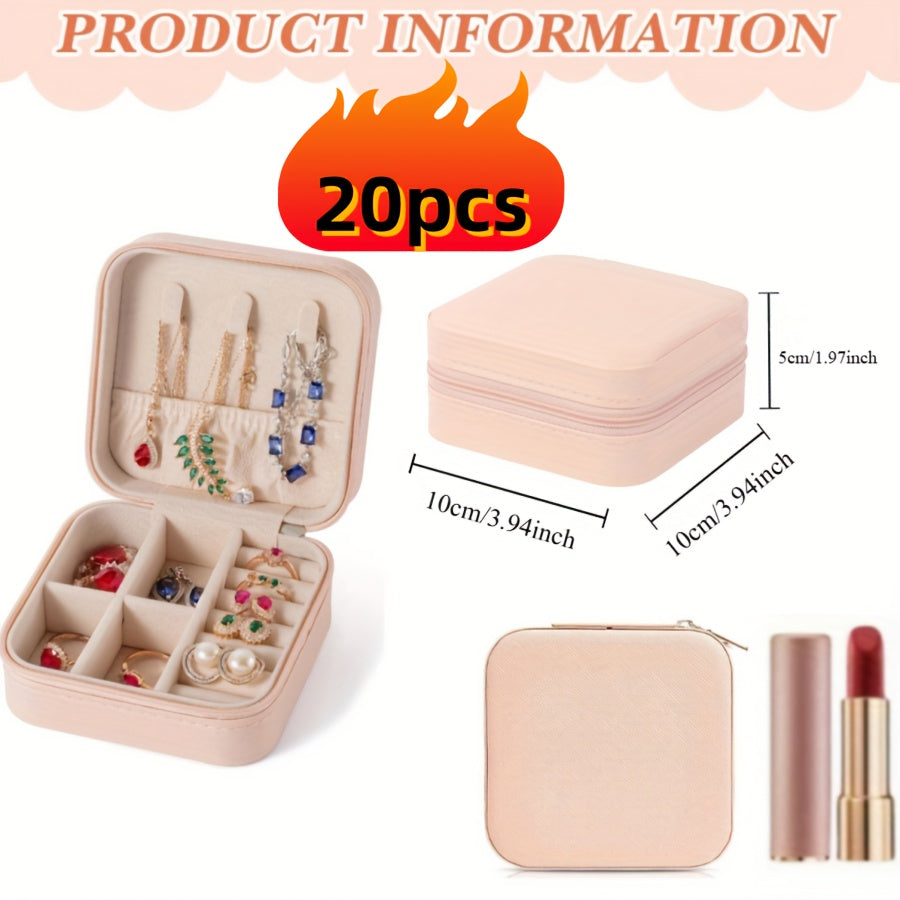 20pcs Travel Jewelry Case Bridesmaid Gifts Box, PU Leather Portable Earring Storage for Women – Perfect Gift for Valentine's Day, Mother’s Day, Christmas & Graduation Season
