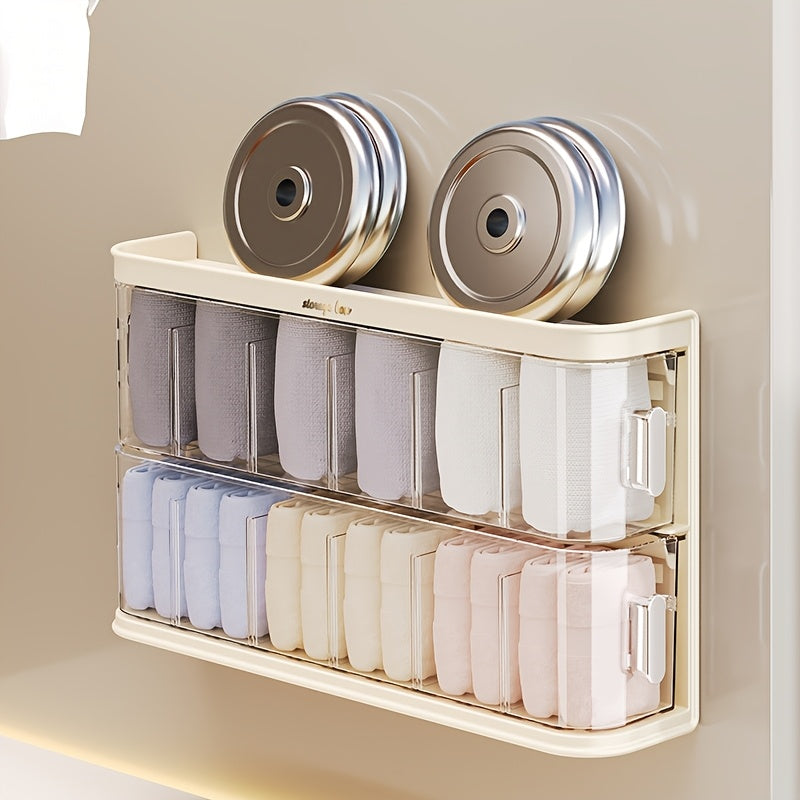 1 set/Wall-Mounted Hair Accessory Organizer with 12 Compartments - Large Capacity Plastic Storage Box for Clips, Ties, and Jewelry - Transparent Design for Easy Visibility, Space-Saving Bathroom or Bedroom Organizer, Underwear and Sock Storage,, Hanging