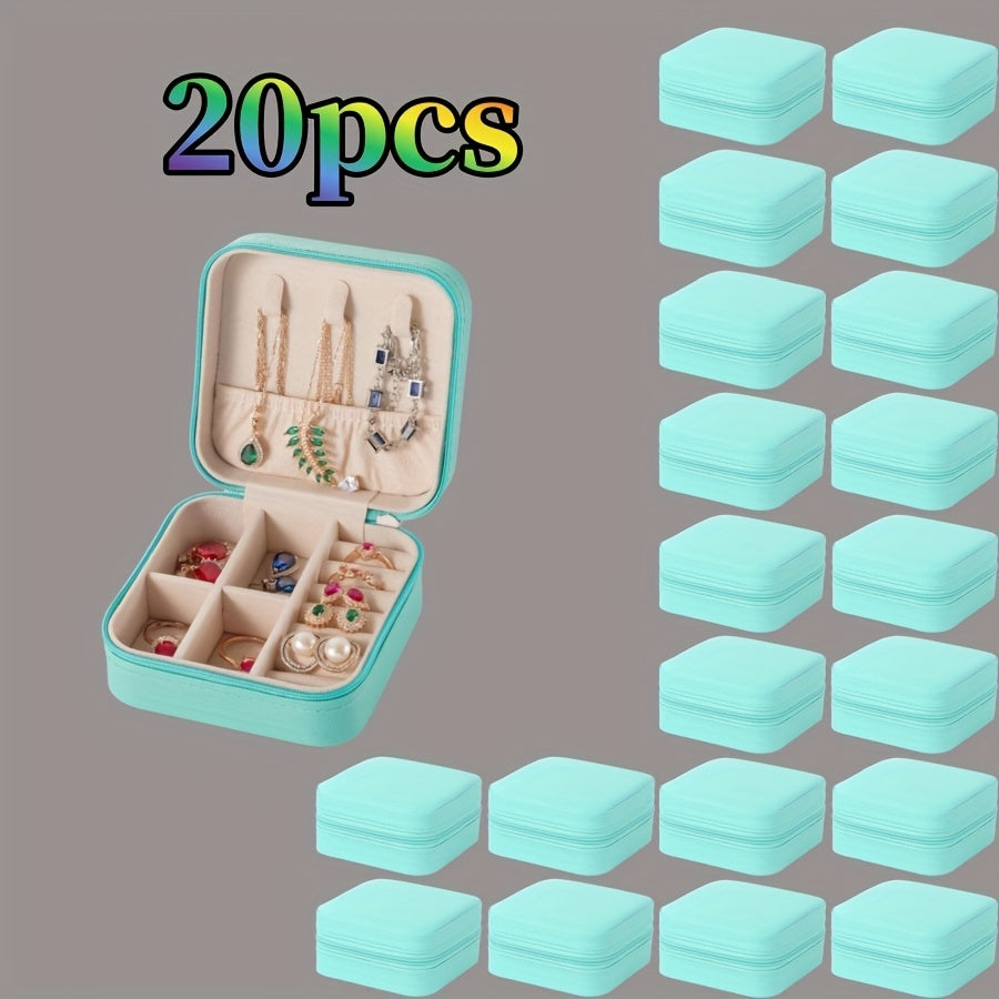 20pcs Travel Jewelry Case Bridesmaid Gifts Box, PU Leather Portable Earring Storage for Women – Perfect Gift for Valentine's Day, Mother’s Day, Christmas & Graduation Season