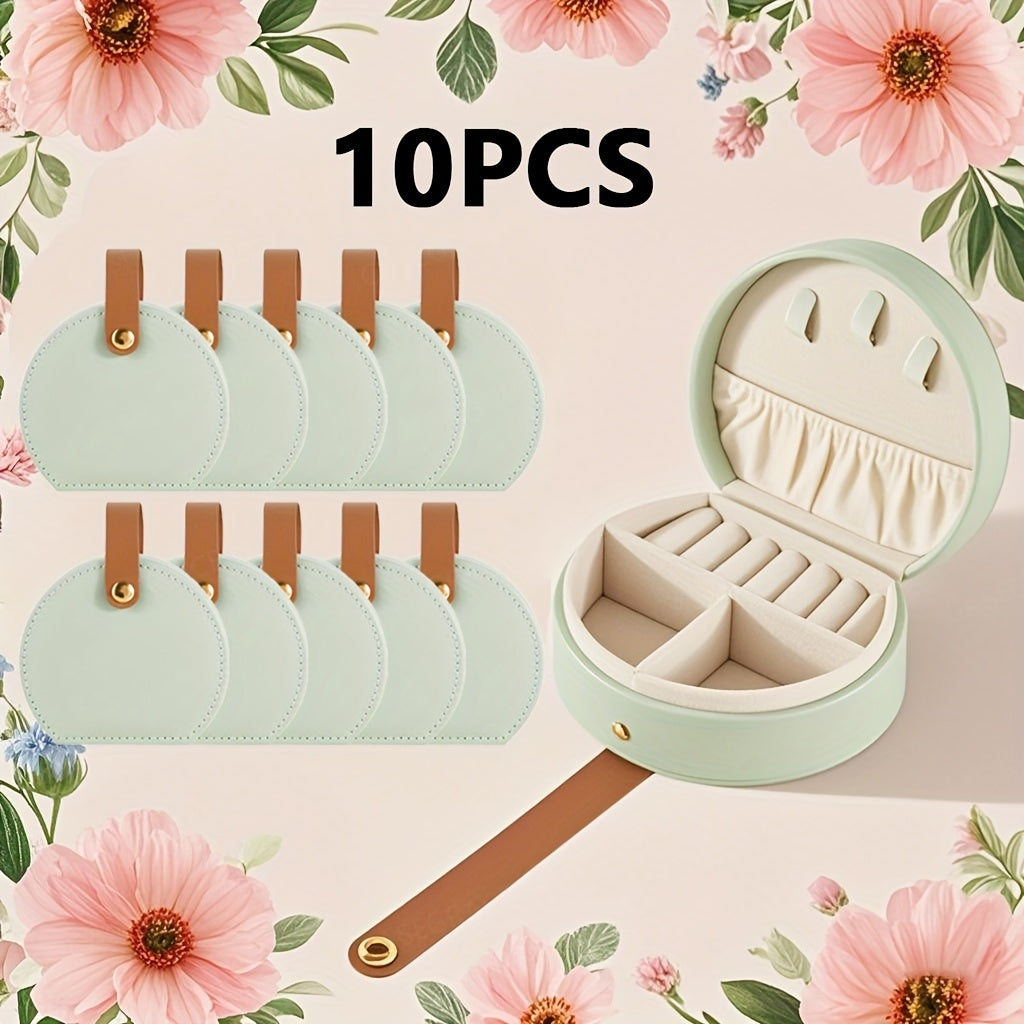 10pcs, Simple portable jewelry box, 10cm/3.94inch, mini travel jewelry storage box, store ladies' necklaces, rings, earrings, bracelets, cosmetic case, Faux Leather display box, gift for her, Valentine's Day, Mother's Day, birthday gift, Christmas gift,