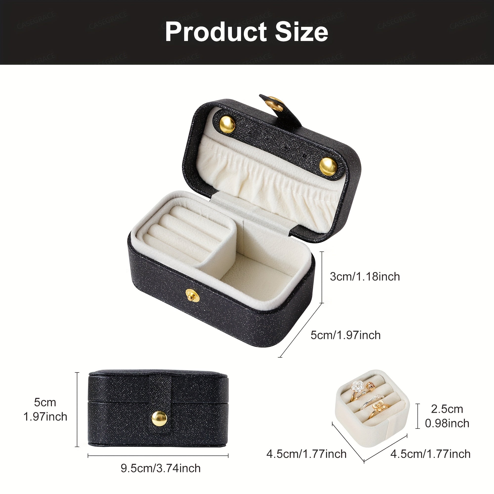 15pcs, 2-in-1 Mini Portable Jewelry Box with Detachable Ring Tray, Pearlescent Faux Leather Jewelry Organizer for Earrings, Necklaces, Rings, Hair Clips, Travel Jewelry Case, Decorative Jewelry Box, Gift for Her, Valentine's Day Gift, Mother's Day Gift,