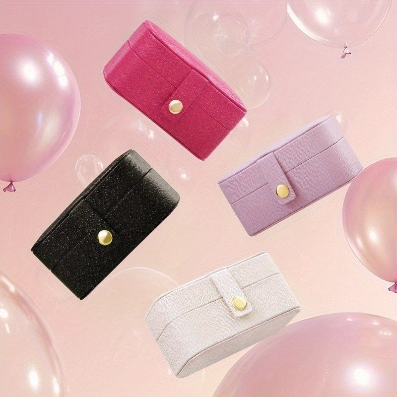 15pcs, 2-in-1 Mini Portable Jewelry Box with Detachable Ring Tray, Pearlescent Faux Leather Jewelry Organizer for Earrings, Necklaces, Rings, Hair Clips, Travel Jewelry Case, Decorative Jewelry Box, Gift for Her, Valentine's Day Gift, Mother's Day Gift,