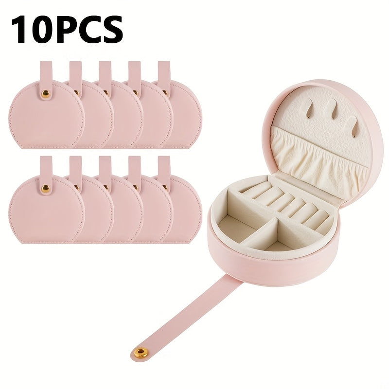 10pcs, Simple portable jewelry box, 10cm/3.94inch, mini travel jewelry storage box, store ladies' necklaces, rings, earrings, bracelets, cosmetic case, Faux Leather display box, gift for her, Valentine's Day, Mother's Day, birthday gift, Christmas gift,