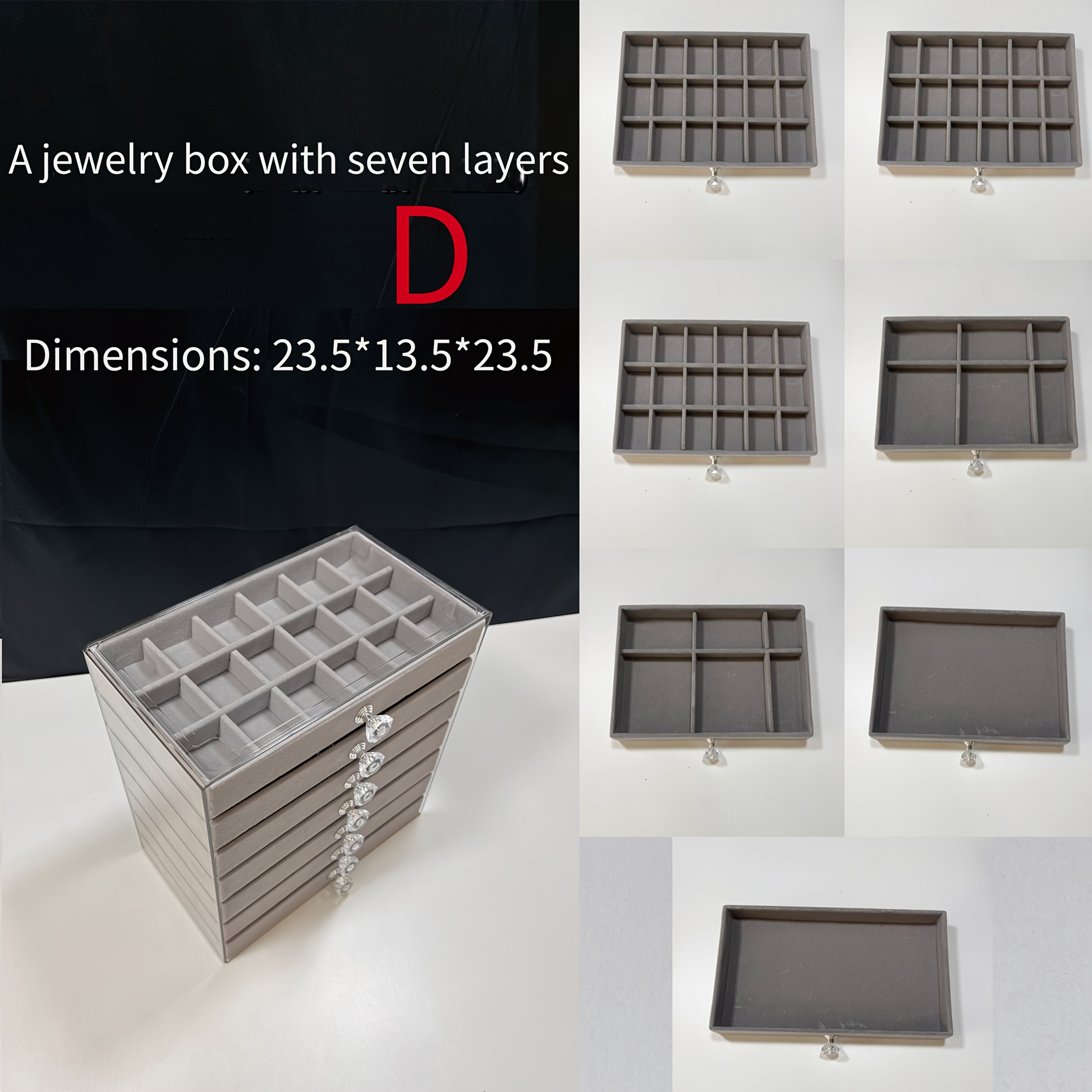 7-Tier Upgraded Large Capacity Velvet Jewelry Box - Luxurious Stackable Organizer with Drawers for Earrings, Rings, Necklaces, Bracelets, and Pendants - Perfect for Desktop Display, Multi-Purpose Use, Ideal for Christmas, Halloween, Easter, Hanukkah, and