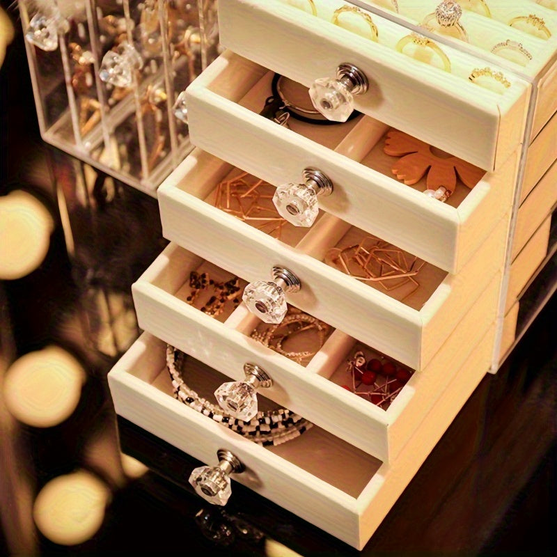[Elegant Jewelry Organizer] Elegant Premium Clear Multi-Function Jewelry Organizer | Designed for Earrings, Studs & Necklaces with Customizable Dividers - Must-Have Stylish Home Decor to Showcase Your Treasures, Jewelry Towers