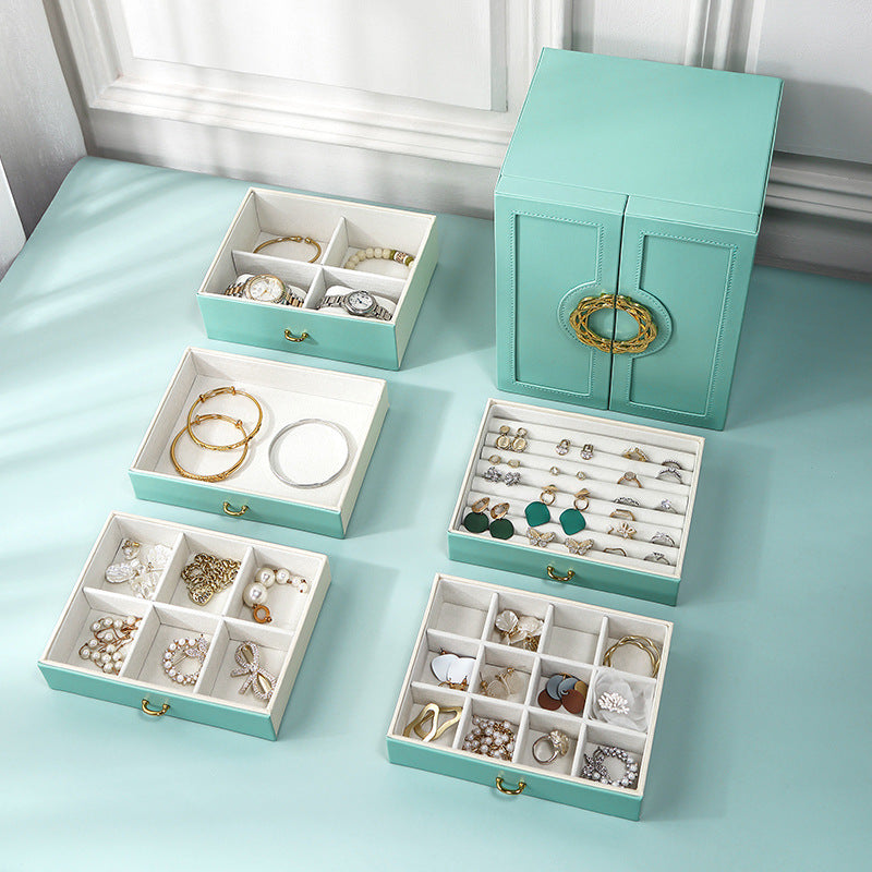 Suitable for Spring, Summer, Autumn and Winter Four Seasons 2025 Upgraded New Five-Layer Double-Opening Large Jewelry Box, Desktop Jewelry Classification Organizer Storage Box with Large Capacity Necklace Storage Box
